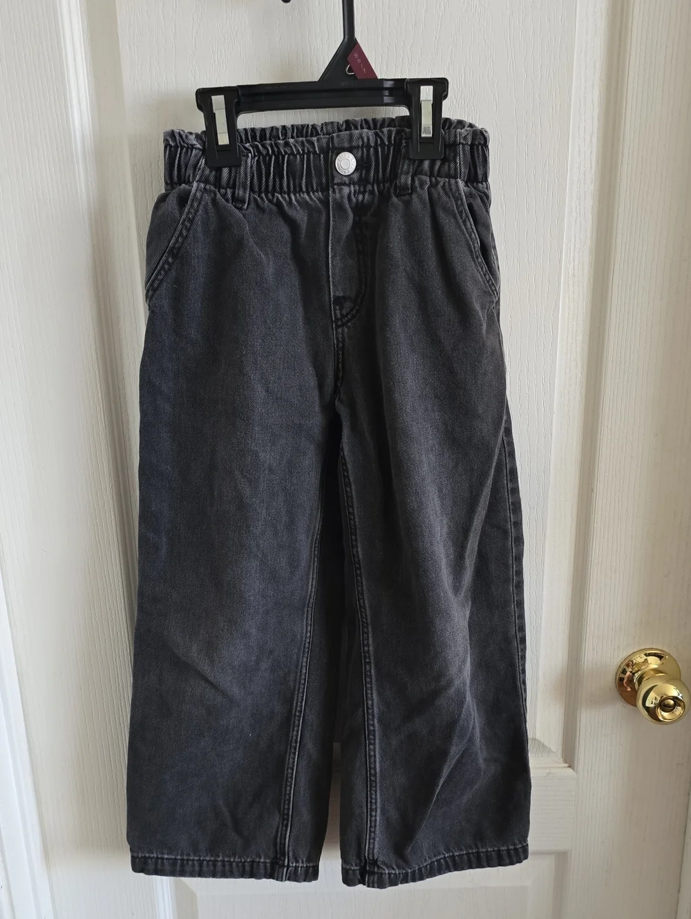 H&M Black Wide-Leg Elastic Waist Jeans for Kids/Girls